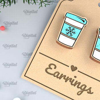 Intra απο ξύλο plywood 3mm-4mm πάχος - Χριστουγεννιάτικα ξύλινα σκουλαρίκια με λέιζερ Δίασταση 3x3 cm INTRAFABR-99874144 - Image 1