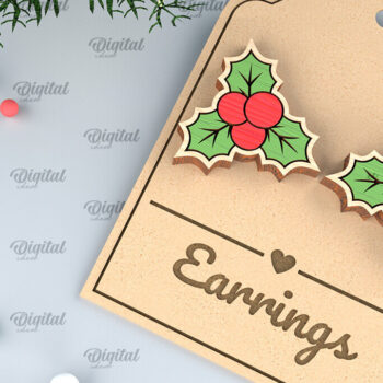 Intra απο ξύλο plywood 3mm-4mm πάχος - Χριστουγεννιάτικα ξύλινα σκουλαρίκια με λέιζερ Δίασταση 3x3 cm INTRAFABR-99874230 - Image 1