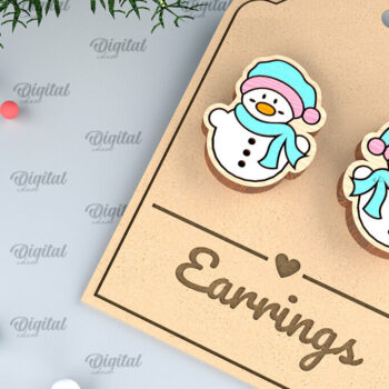 Intra απο ξύλο plywood 3mm-4mm πάχος - Χριστουγεννιάτικα ξύλινα σκουλαρίκια με λέιζερ Δίασταση 3x3 cm INTRAFABR-99873675 - Image 1