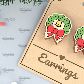 Intra απο ξύλο plywood 3mm-4mm πάχος - Χριστουγεννιάτικα ξύλινα σκουλαρίκια με λέιζερ Δίασταση 3x3 cm INTRAFABR-99873736 - Image 1