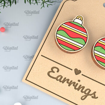 Intra απο ξύλο plywood 3mm-4mm πάχος - Χριστουγεννιάτικα ξύλινα σκουλαρίκια με λέιζερ Δίασταση 3x3 cm INTRAFABR-99873943 - Image 1