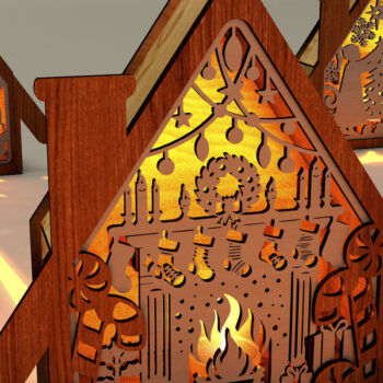 Intra απο ξύλο plywood 3mm-4mm πάχος - Χριστουγεννιάτικο Ξύλινο Σπίτι Νυχτερινό Φως Δίασταση 8x7 cm INTRAFABR-109272648 - Image 1