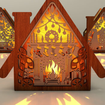 Intra απο ξύλο plywood 3mm-4mm πάχος - Χριστουγεννιάτικο Ξύλινο Σπίτι Νυχτερινό Φως Δίασταση 8x7 cm INTRAFABR-109272648 - Image 3