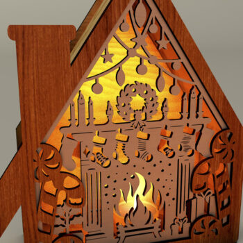 Intra απο ξύλο plywood 3mm-4mm πάχος - Χριστουγεννιάτικο Ξύλινο Σπίτι Νυχτερινό Φως Δίασταση 8x7 cm INTRAFABR-109272648 - Image 4