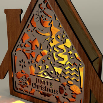 Intra απο ξύλο plywood 3mm-4mm πάχος - Χριστουγεννιάτικο Ξύλινο Σπίτι Νυχτερινό Φως Δίασταση 8x7 cm INTRAFABR-109272648 - Image 5