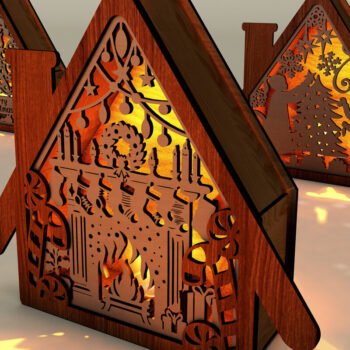 Intra απο ξύλο plywood 3mm-4mm πάχος - Χριστουγεννιάτικο Ξύλινο Σπίτι Νυχτερινό Φως Δίασταση 8x7 cm INTRAFABR-109272648 - Image 6