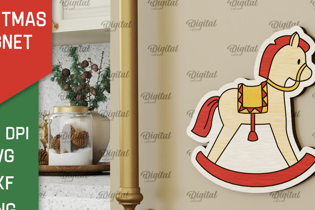 Intra απο ξύλο plywood 3mm-4mm πάχος - Χριστουγεννιάτικο Ξύλινο σχέδιο κοπής με μαγνήτη με λέιζερ Δίασταση 15x15 cm INTRAFABR-104687306