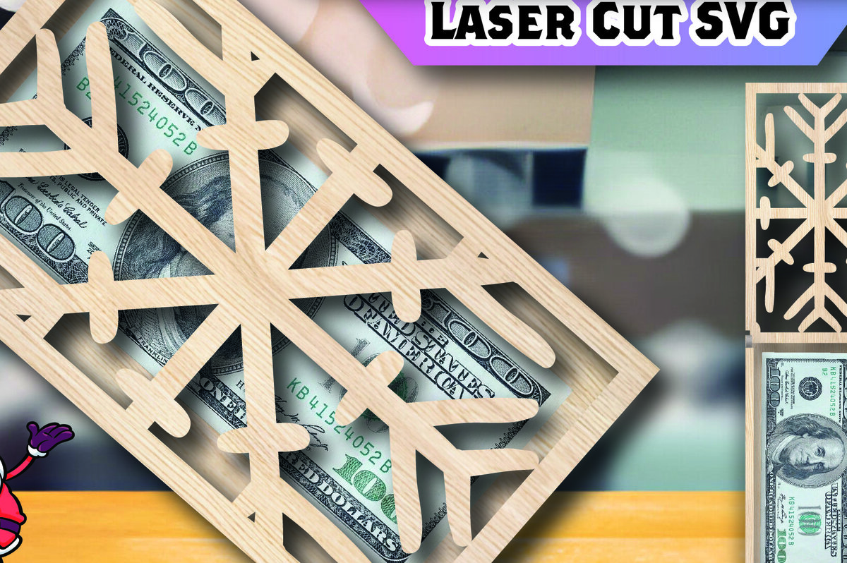 Intra απο ξύλο plywood 3mm-4mm πάχος -   με χριστουγεννιάτικη ξύλινη θήκη χρημάτων Δίασταση 15x15 cm INTRAFABR-106141491