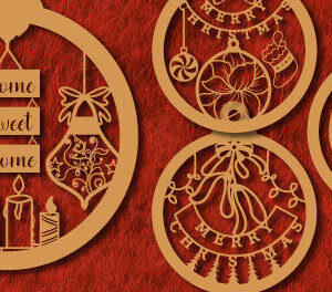 Intra απο ξύλο plywood 3mm-4mm πάχος - Χριστουγεννιάτικο Ξύλινο Στολίδι  Bundle1102 Δίασταση 6x6 cm INTRAFABR-108288476