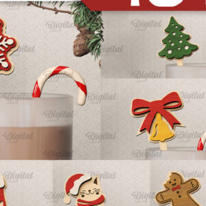 Intra απο ξύλο plywood 3mm-4mm πάχος - Χριστουγεννιάτικο Ξύλινο Αναδευτήρα LaserCut Πακέτο Δίασταση 15x15 cm INTRAFABR-104869718