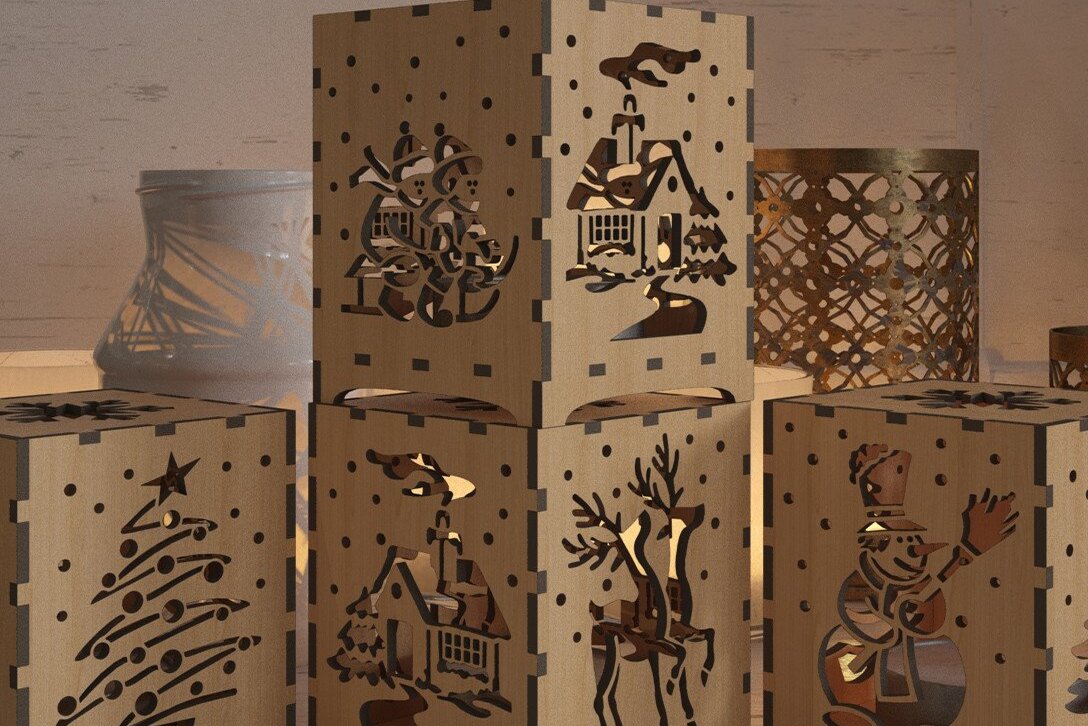 Intra απο ξύλο plywood 3mm-4mm πάχος - Χριστουγεννιάτικο Ξύλινο Επιτραπέζιο φωτιστικό με Creativ Δίασταση 30x20 cm INTRAFABR-43068850