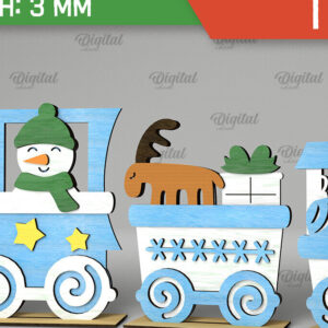 Intra απο ξύλο plywood 3mm-4mm πάχος - Χριστουγεννιάτικο ξύλινο τρένο σχέδιο κοπής με λέιζερ Δίασταση 15x15 cm INTRAFABR-105127030