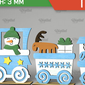 Intra απο ξύλο plywood 3mm-4mm πάχος - Χριστουγεννιάτικο ξύλινο τρένο σχέδιο κοπής με λέιζερ Δίασταση 15x15 cm INTRAFABR-105127030 - Image 1