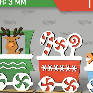 Intra απο ξύλο plywood 3mm-4mm πάχος - Χριστουγεννιάτικο ξύλινο τρένο σχέδιο κοπής με λέιζερ Δίασταση 15x15 cm INTRAFABR-105126734