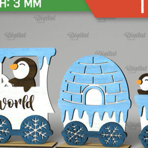 Intra απο ξύλο plywood 3mm-4mm πάχος - Χριστουγεννιάτικο ξύλινο τρένο σχέδιο κοπής με λέιζερ Δίασταση 15x15 cm INTRAFABR-105126858