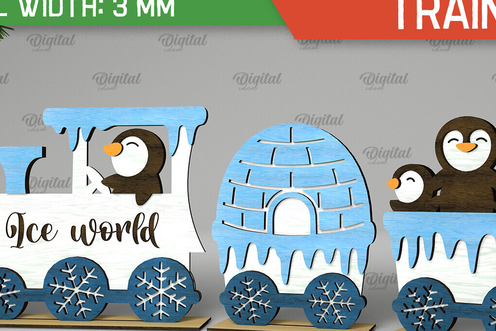 Intra απο ξύλο plywood 3mm-4mm πάχος - Χριστουγεννιάτικο ξύλινο τρένο σχέδιο κοπής με λέιζερ Δίασταση 15x15 cm INTRAFABR-105126858