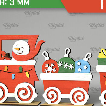 Intra απο ξύλο plywood 3mm-4mm πάχος - Χριστουγεννιάτικο ξύλινο τρένο σχέδιο κοπής με λέιζερ Δίασταση 15x15 cm INTRAFABR-105126969 - Image 1