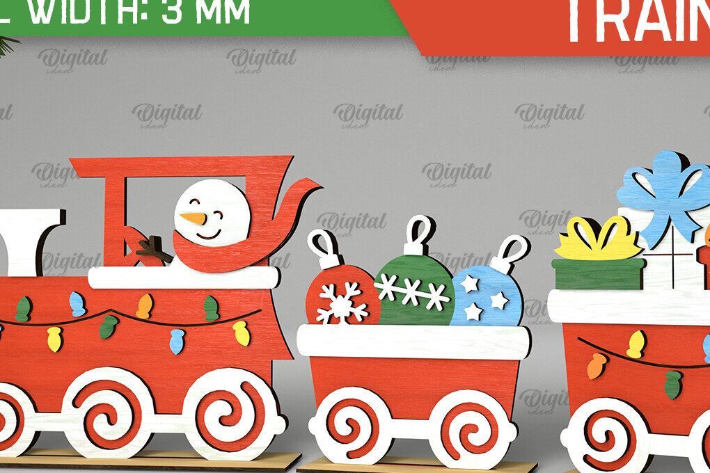 Intra απο ξύλο plywood 3mm-4mm πάχος - Χριστουγεννιάτικο ξύλινο τρένο σχέδιο κοπής με λέιζερ Δίασταση 15x15 cm INTRAFABR-105126969