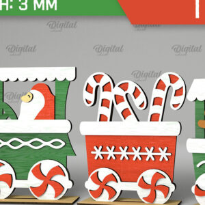 Intra απο ξύλο plywood 3mm-4mm πάχος - Χριστουγεννιάτικο ξύλινο τρένο σχέδιο κοπής με λέιζερ Δίασταση 15x15 cm INTRAFABR-105127001