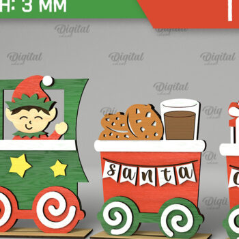 Intra απο ξύλο plywood 3mm-4mm πάχος - Χριστουγεννιάτικο ξύλινο τρένο σχέδιο κοπής με λέιζερ Δίασταση 15x15 cm INTRAFABR-105126530 - Image 1