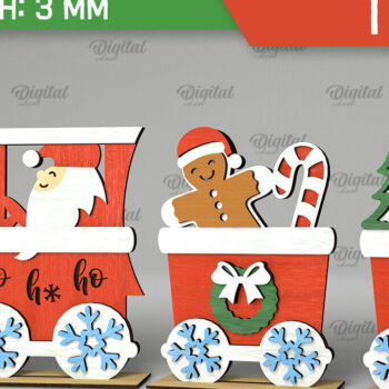 Intra απο ξύλο plywood 3mm-4mm πάχος - Χριστουγεννιάτικα ξύλινα τρένα με κομμένο λέιζερ Δίασταση 15x15 cm INTRAFABR-105128365 - Image 4