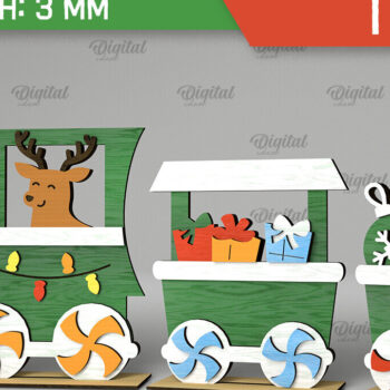 Intra απο ξύλο plywood 3mm-4mm πάχος - Χριστουγεννιάτικα ξύλινα τρένα με κομμένο λέιζερ Δίασταση 15x15 cm INTRAFABR-105128365 - Image 7