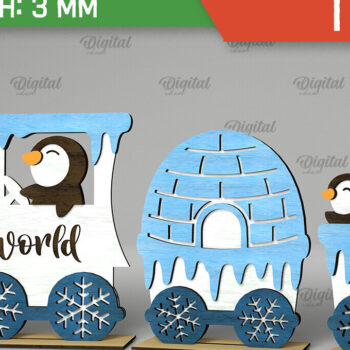 Intra απο ξύλο plywood 3mm-4mm πάχος - Χριστουγεννιάτικα ξύλινα τρένα με κομμένο λέιζερ Δίασταση 15x15 cm INTRAFABR-105128365 - Image 8