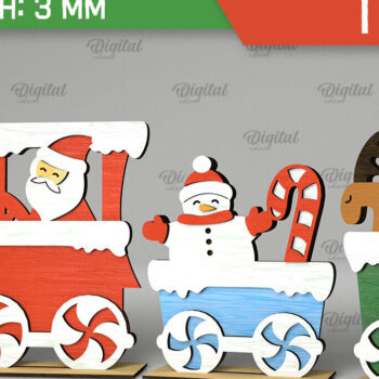 Intra απο ξύλο plywood 3mm-4mm πάχος - Χριστουγεννιάτικα ξύλινα τρένα με κομμένο λέιζερ Δίασταση 15x15 cm INTRAFABR-105128365 - Image 9