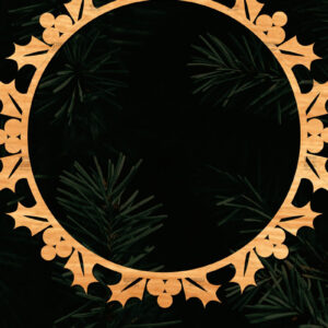 Intra απο ξύλο plywood 3mm-4mm πάχος - Χριστουγεννιάτικο στεφάνι τρισδιάστατο σχέδιο κοπής με λέιζερ Δίασταση 20x20 cm INTRAFABR-109213621