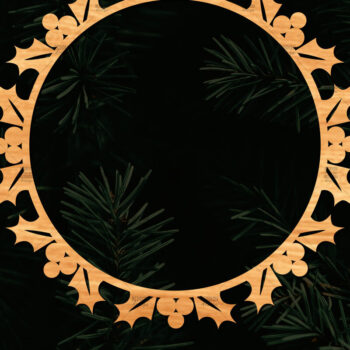 Intra απο ξύλο plywood 3mm-4mm πάχος - Χριστουγεννιάτικο στεφάνι τρισδιάστατο σχέδιο κοπής με λέιζερ Δίασταση 20x20 cm INTRAFABR-109213621 - Image 1