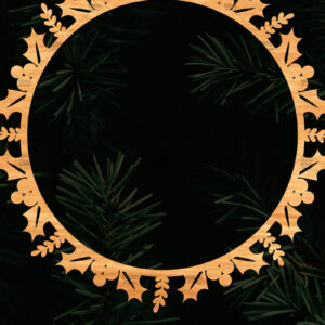 Intra απο ξύλο plywood 3mm-4mm πάχος - Χριστουγεννιάτικο στεφάνι τρισδιάστατο σχέδιο κοπής με λέιζερ Δίασταση 20x20 cm INTRAFABR-109213650