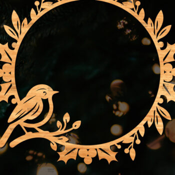 Intra απο ξύλο plywood 3mm-4mm πάχος - Χριστουγεννιάτικο στεφάνι τρισδιάστατο σχέδιο κοπής με λέιζερ Δίασταση 20x20 cm INTRAFABR-109213670 - Image 1