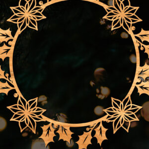 Intra απο ξύλο plywood 3mm-4mm πάχος - Χριστουγεννιάτικο στεφάνι τρισδιάστατο σχέδιο κοπής με λέιζερ Δίασταση 20x20 cm INTRAFABR-109213689