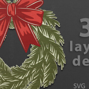 Intra απο ξύλο plywood 3mm-4mm πάχος - Χριστουγεννιάτικο στεφάνι 3D Lasercut & Papercut Δίασταση 30x20 cm INTRAFABR-108873904 - Image 4