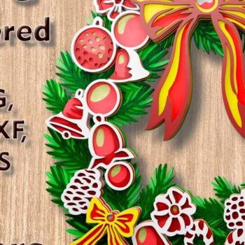 Intra απο ξύλο plywood 3mm-4mm πάχος -  με λέιζερ 3D  Χριστουγεννιάτικο στεφάνι Δίασταση 82x11 cm INTRAFABR-108908470 - Image 1