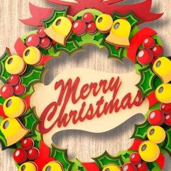 Intra απο ξύλο plywood 3mm-4mm πάχος - Χριστουγεννιάτικο στεφάνι 3D  Πολυεπίπεδα Αρχεία Δίασταση 8x9 cm INTRAFABR-108908564 - Image 2