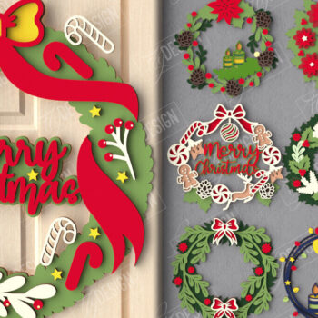 Intra απο ξύλο plywood 3mm-4mm πάχος - Δέσμη Χριστουγεννιάτικων Στεφανιών | Διακόσμηση βεράντας Δίασταση 15x15 cm INTRAFABR-111360737 - Image 1