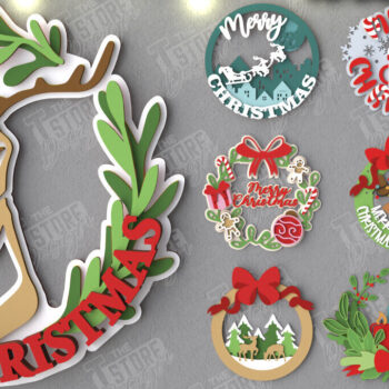 Intra απο ξύλο plywood 3mm-4mm πάχος - Δέσμη Χριστουγεννιάτικων Στεφανιών | Διακόσμηση βεράντας Δίασταση 15x15 cm INTRAFABR-109025809 - Image 1