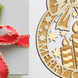 Intra απο ξύλο plywood 3mm-4mm πάχος - Χριστουγεννιάτικο στεφάνι διακοσμητικό πρότυπο Δίασταση 16x19 cm INTRAFABR-108685439