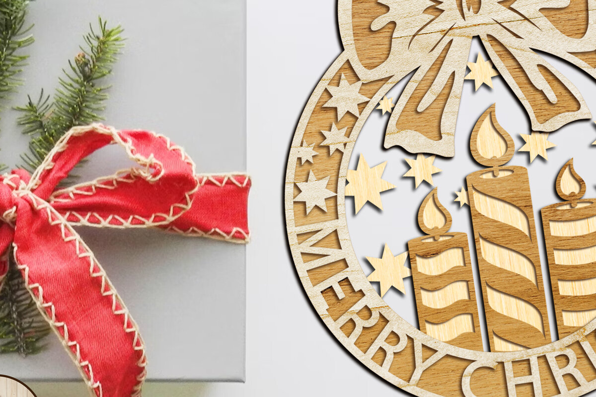 Intra απο ξύλο plywood 3mm-4mm πάχος - Χριστουγεννιάτικο στεφάνι διακοσμητικό πρότυπο Δίασταση 16x19 cm INTRAFABR-108685439