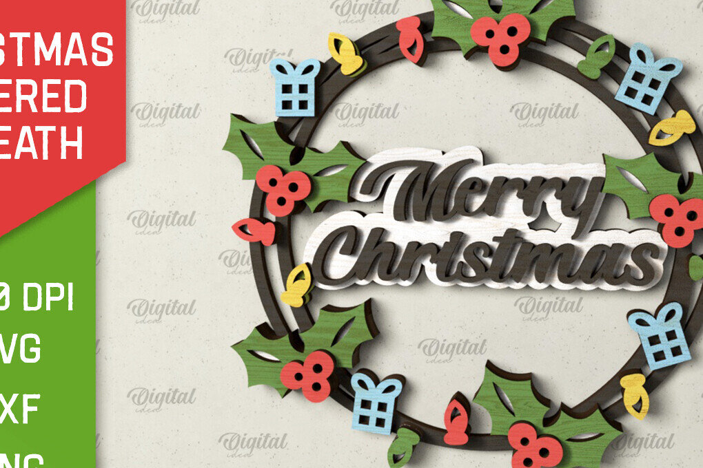 Intra απο ξύλο plywood 3mm-4mm πάχος - Χριστουγεννιάτικο στεφάνι πόρτας πινακίδα  Δίασταση 15x15 cm INTRAFABR-105129033