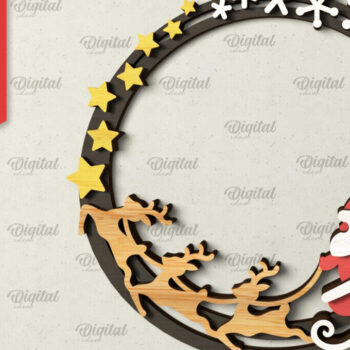 Intra απο ξύλο plywood 3mm-4mm πάχος - Χριστουγεννιάτικο στεφάνι πόρτας πινακίδα  Δίασταση 15x15 cm INTRAFABR-105128781 - Image 1