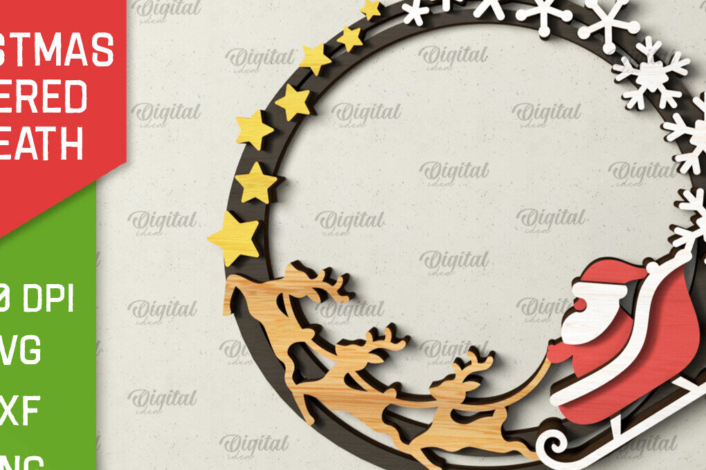 Intra απο ξύλο plywood 3mm-4mm πάχος - Χριστουγεννιάτικο στεφάνι πόρτας πινακίδα  Δίασταση 15x15 cm INTRAFABR-105128781