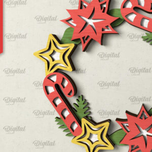 Intra απο ξύλο plywood 3mm-4mm πάχος - Χριστουγεννιάτικο στεφάνι πόρτας πινακίδα  Δίασταση 15x15 cm INTRAFABR-105128833