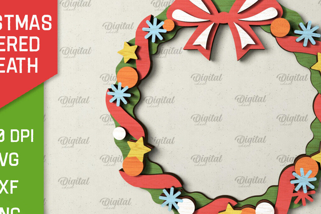 Intra απο ξύλο plywood 3mm-4mm πάχος - Χριστουγεννιάτικο στεφάνι πόρτας πινακίδα  Δίασταση 15x15 cm INTRAFABR-105128921