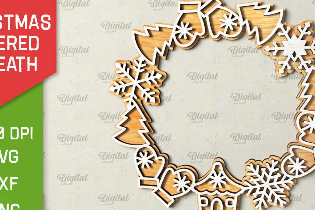 Intra απο ξύλο plywood 3mm-4mm πάχος - Χριστουγεννιάτικο στεφάνι πόρτας πινακίδα  Δίασταση 15x15 cm INTRAFABR-105128953