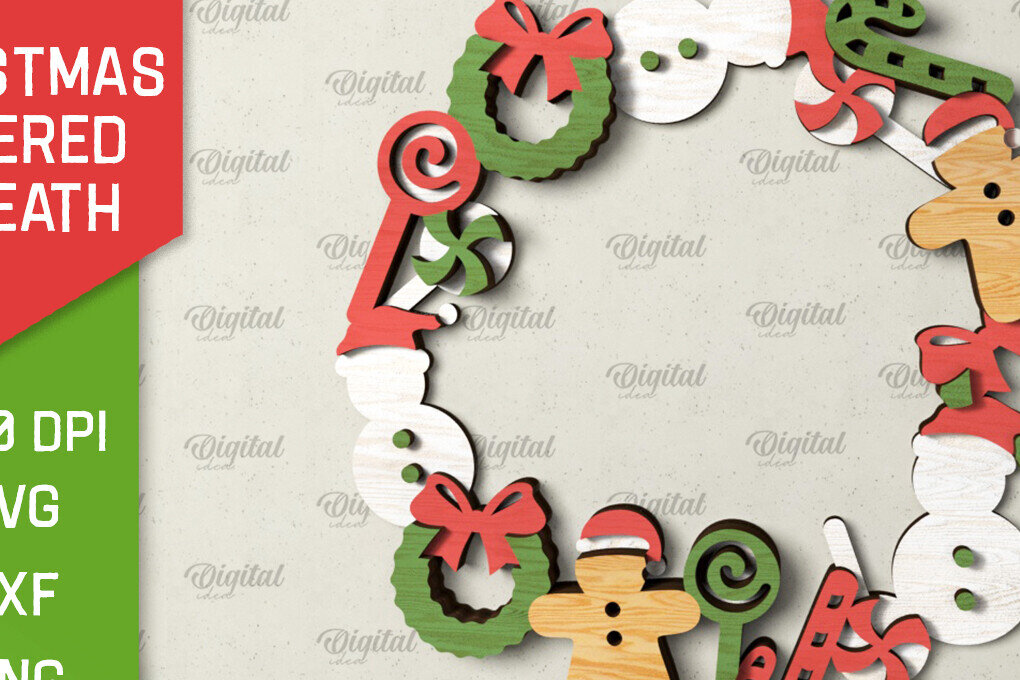 Intra απο ξύλο plywood 3mm-4mm πάχος - Χριστουγεννιάτικο στεφάνι πόρτας πινακίδα  Δίασταση 15x15 cm INTRAFABR-105128989