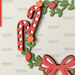 Intra απο ξύλο plywood 3mm-4mm πάχος - Χριστουγεννιάτικο στεφάνι πόρτας πινακίδα  Δίασταση 15x15 cm INTRAFABR-105129012