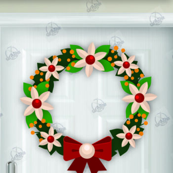 Intra απο ξύλο plywood 3mm-4mm πάχος - Χριστουγεννιάτικο στεφάνι Laser Cut  Δίασταση 15x15 cm INTRAFABR-111494471 - Image 1