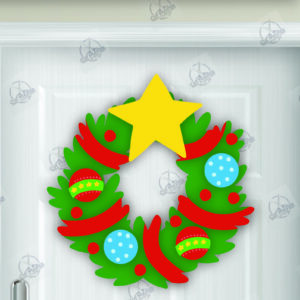 Intra απο ξύλο plywood 3mm-4mm πάχος - Χριστουγεννιάτικο στεφάνι Laser Cut  Δίασταση 15x15 cm INTRAFABR-111494561